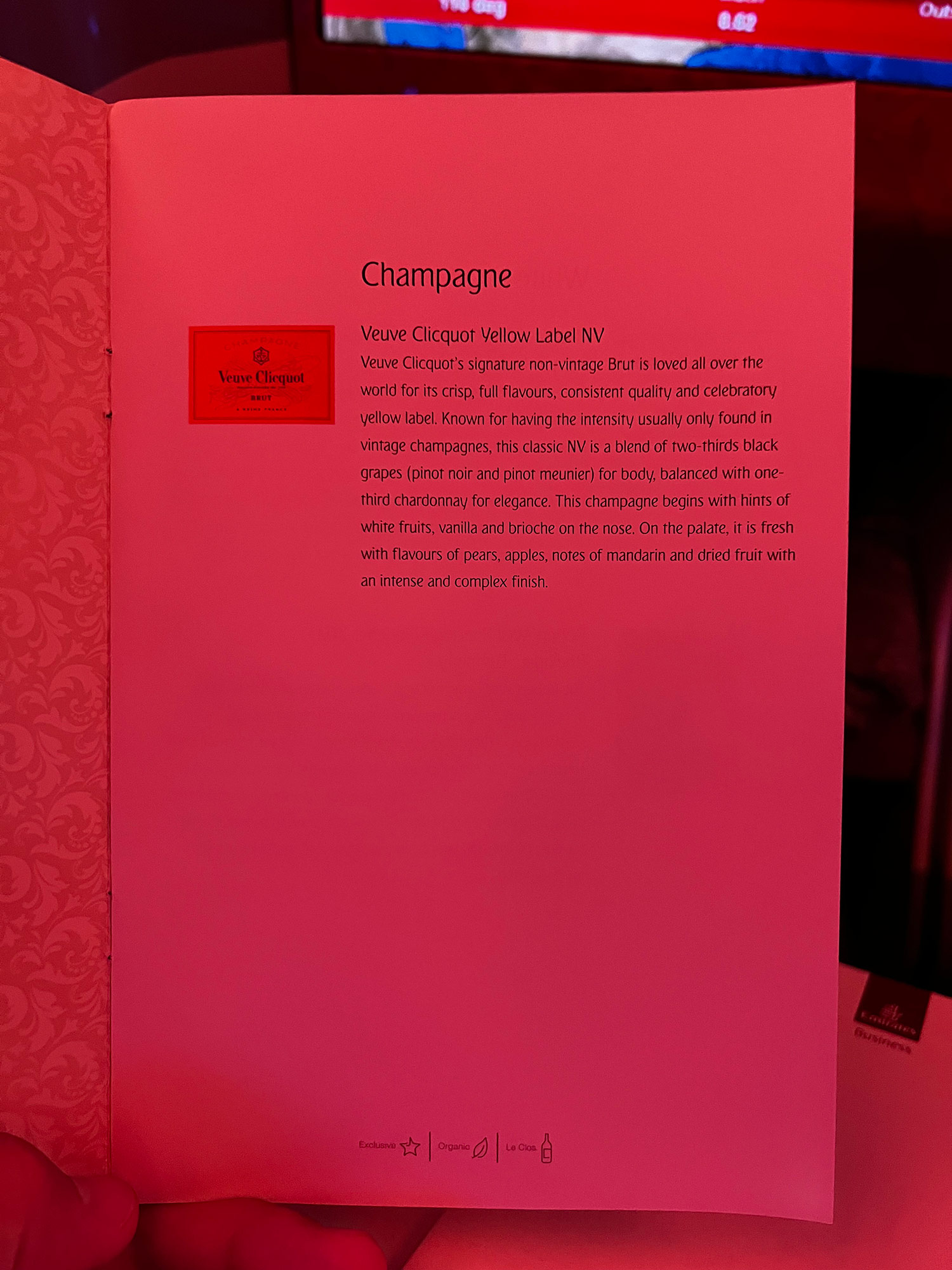 Emirates Business Class A380 - Champagner