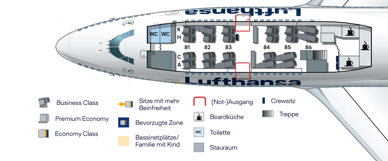 Lufthansa Business Class - Boeing 747 Sitzplan